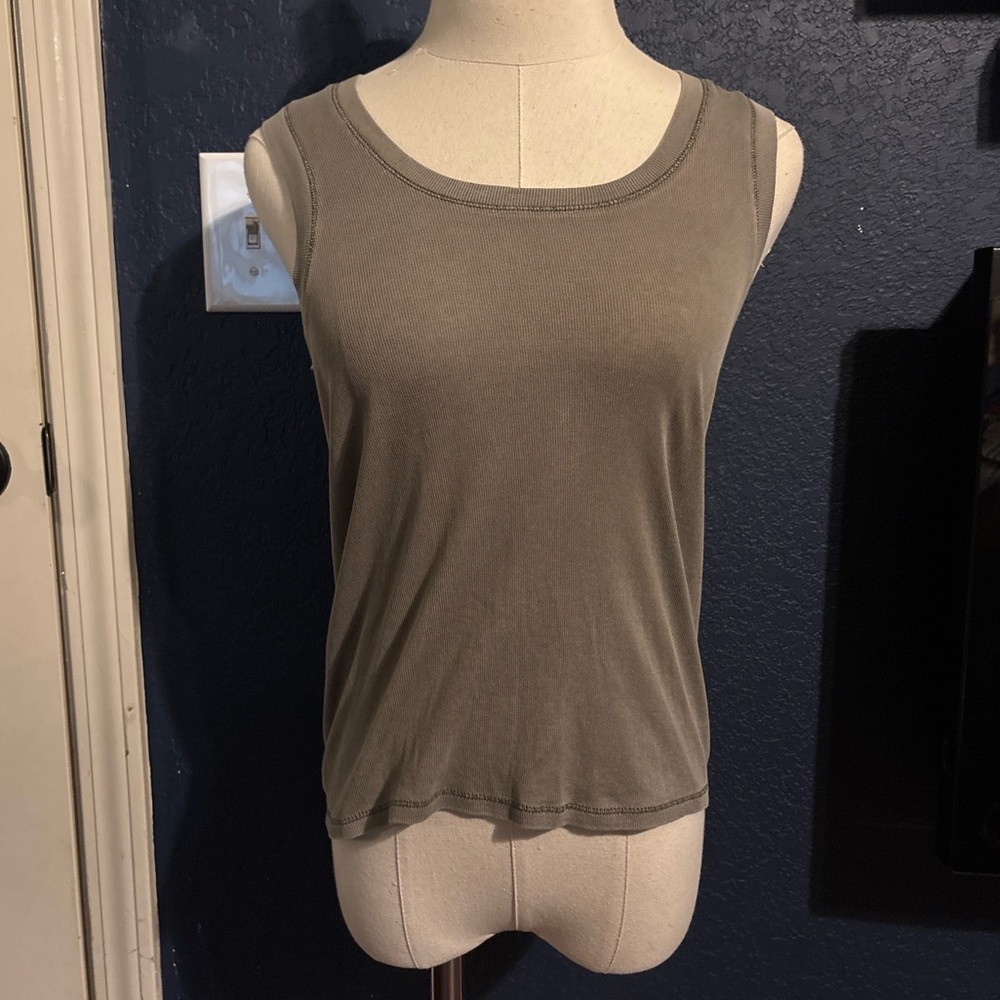 Intimately Free People Tank Top Large Gray Ribbed Basic Stretch Layering